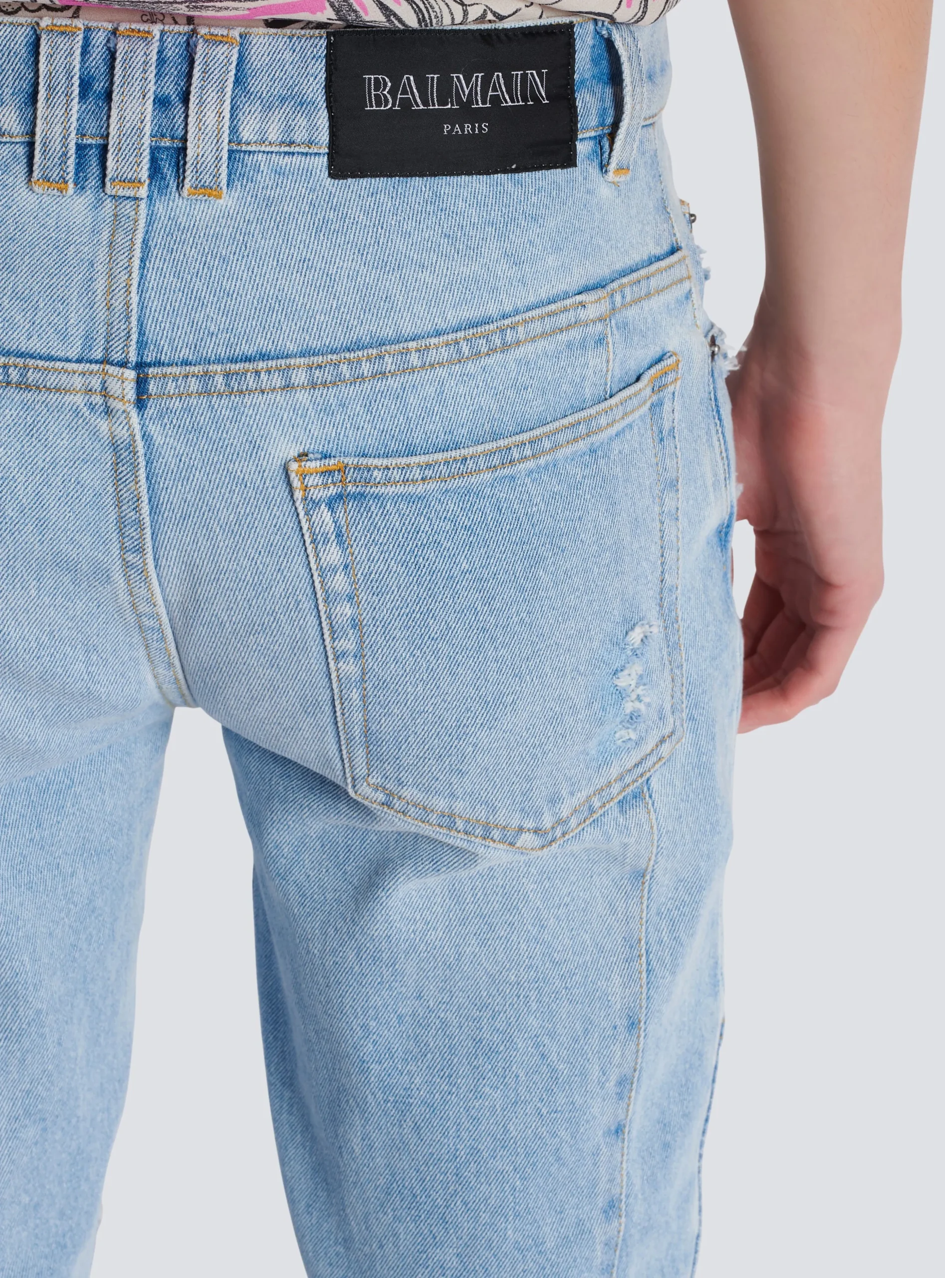 Balmain Light Denim Biker Jeans