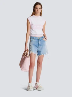 Women Balmain Light Denim Shorts