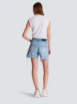 Women Balmain Light Denim Shorts