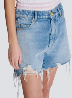 Women Balmain Light Denim Shorts