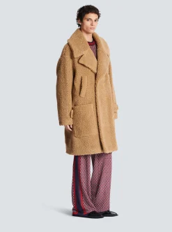Women Balmain Long Double-breasted Buttoned Coat