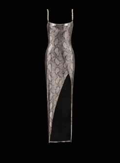 Women Balmain Long Dress With Chain Straps