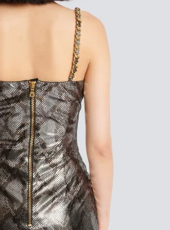 Women Balmain Long Dress With Chain Straps