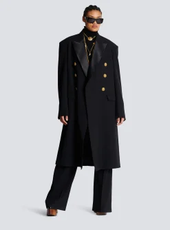Women Balmain Long Military-style Coat