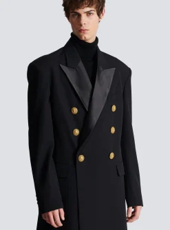 Women Balmain Long Military-style Coat