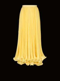 Women Balmain Long Pleated Skirt With Ruffles