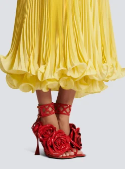 Women Balmain Long Pleated Skirt With Ruffles