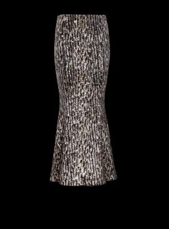 Women Balmain Long Skirt With Sequin Embroidery