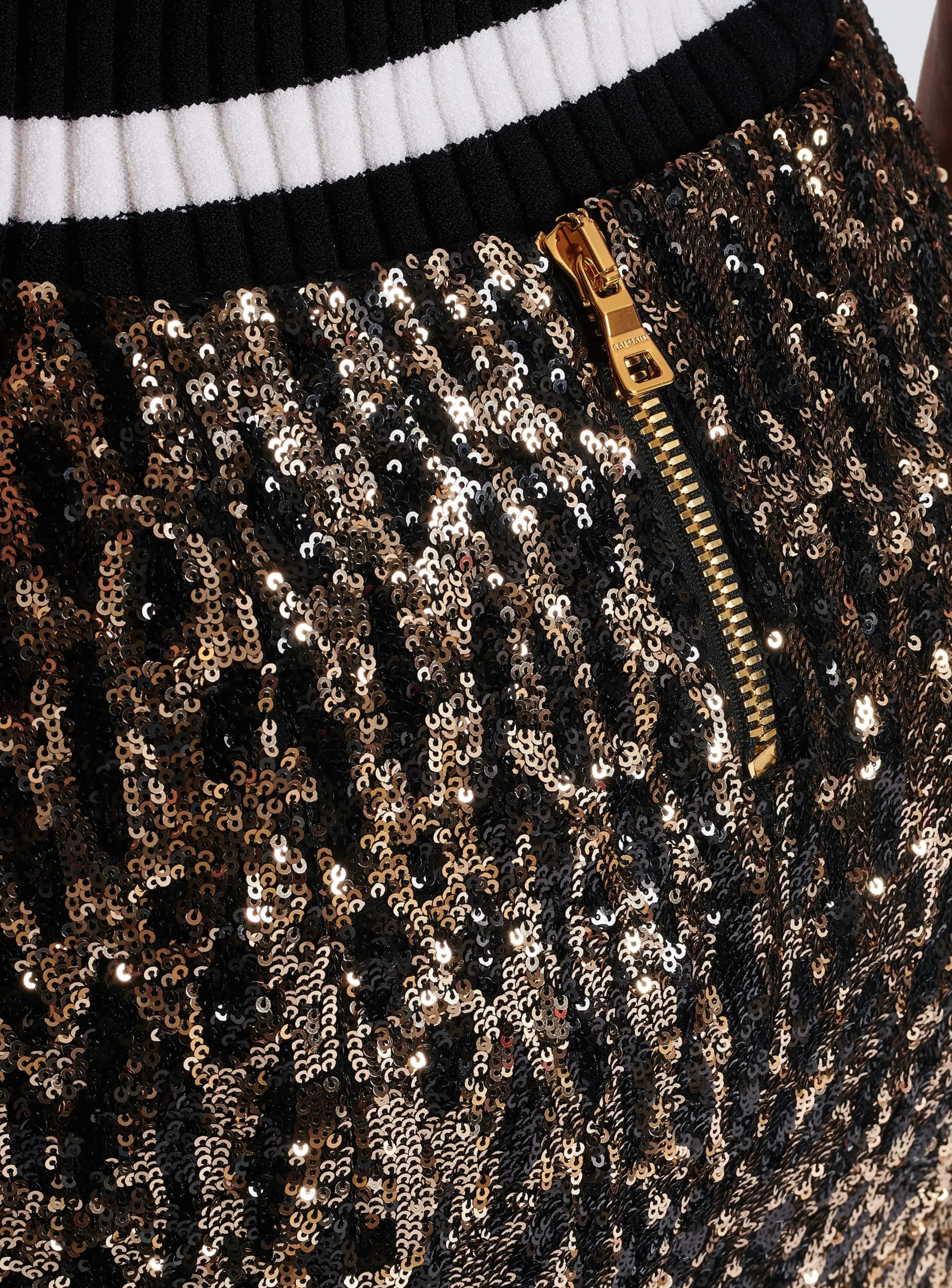 Women Balmain Long Skirt With Sequin Embroidery