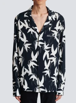 Balmain Loose Shirt With Swallow Print