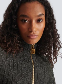 Women Balmain Lurex Knit Zip Dress