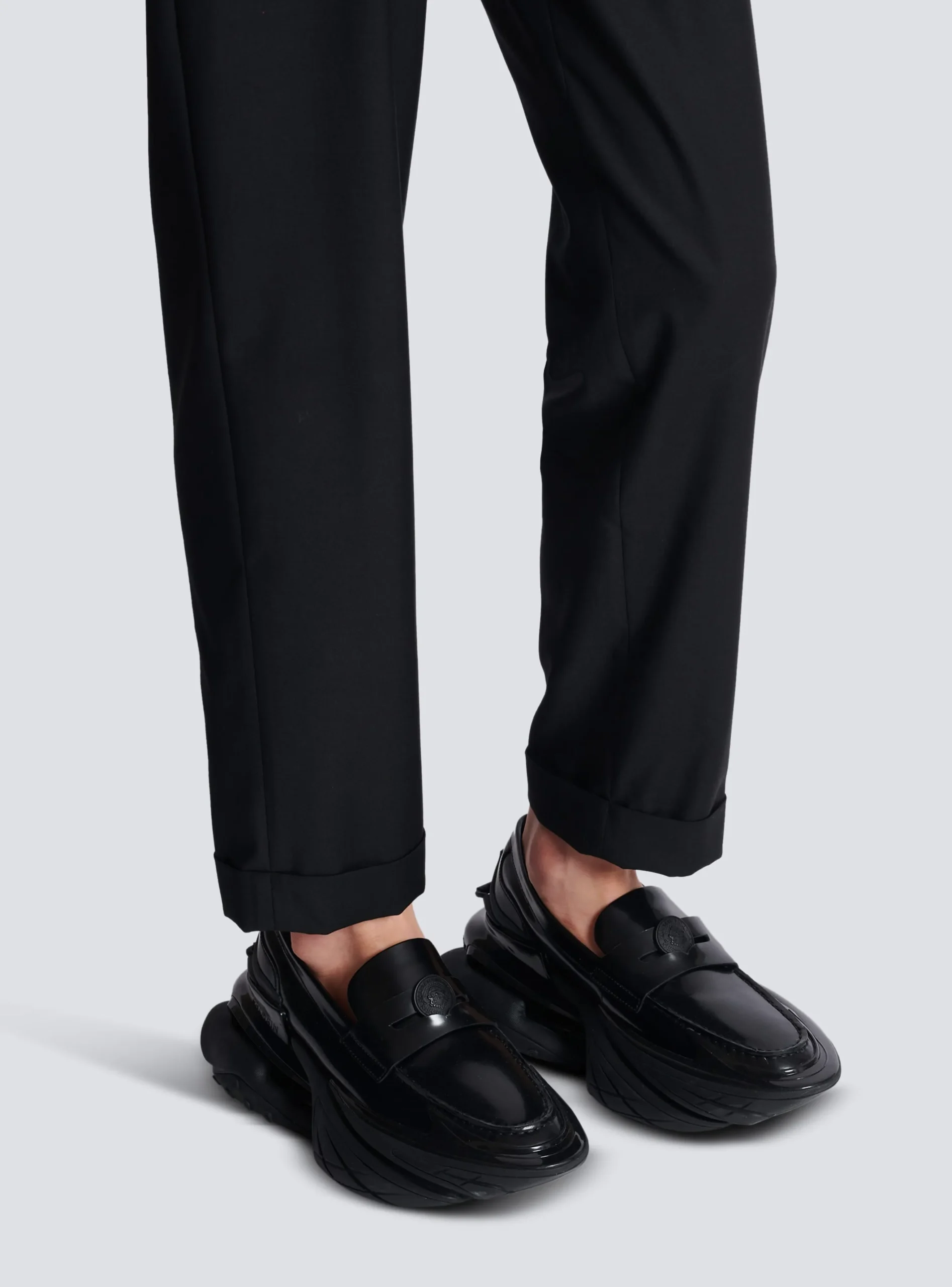 Balmain Main Lab Unicorn Glazed Leather Loafers