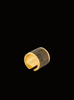 Women Balmain Metal And Canvas Mini Monogram Ring