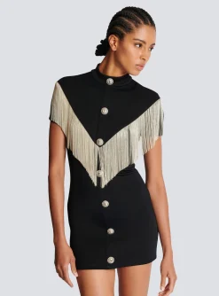 Women Balmain Metal Short Fringed Dress