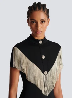 Women Balmain Metal Short Fringed Dress