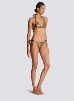 Women Balmain Metallic Triangle Bikini