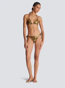 Women Balmain Metallic Triangle Bikini