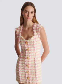 Women Balmain Miami Tweed Dress With Buttons