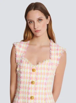 Women Balmain Miami Tweed Dress With Buttons