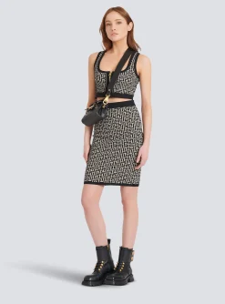 Women Balmain Mid-length Knit Skirt With Monogram