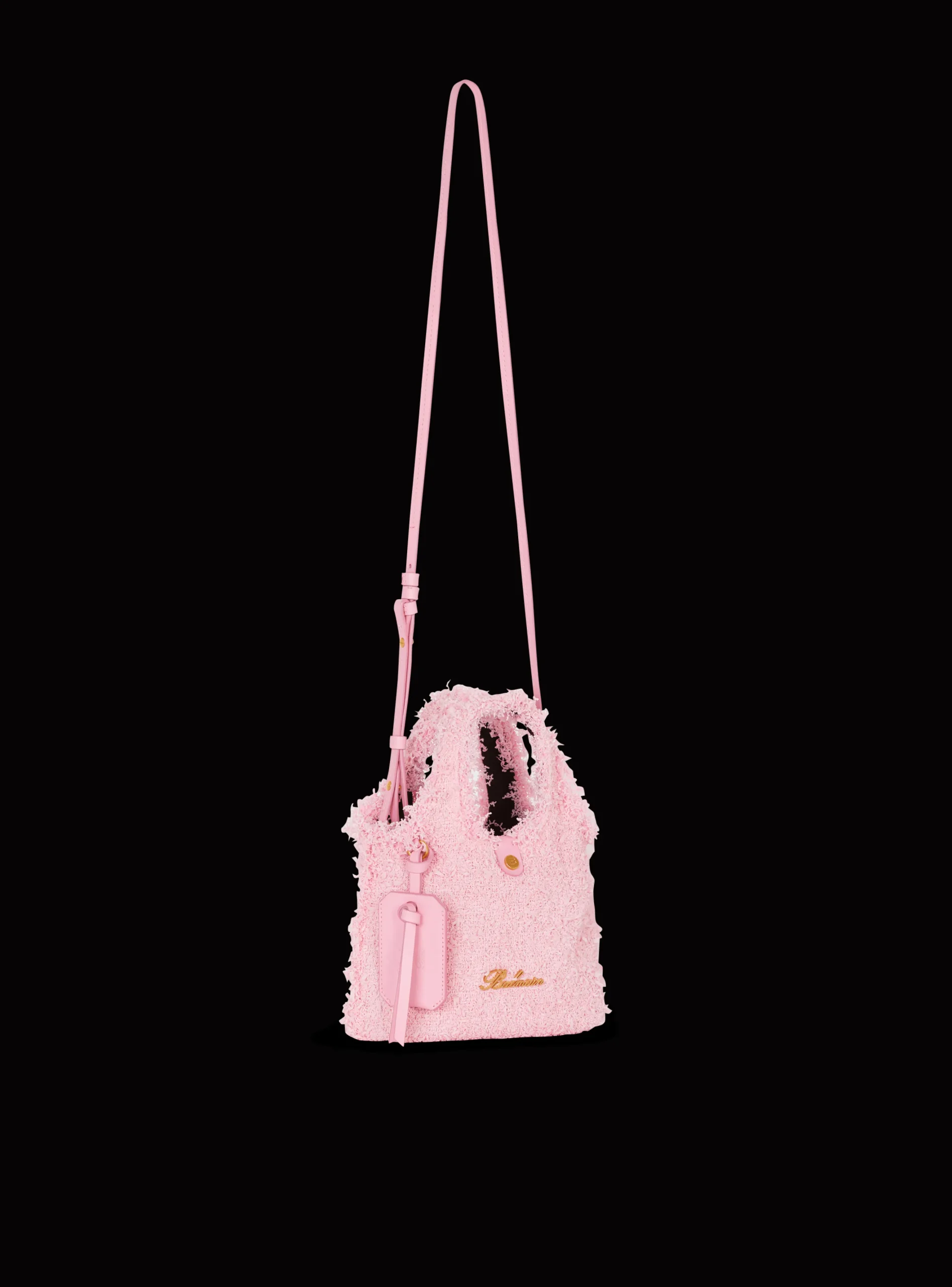 Women Balmain Mini B-Army Grocery Bag In Tweed