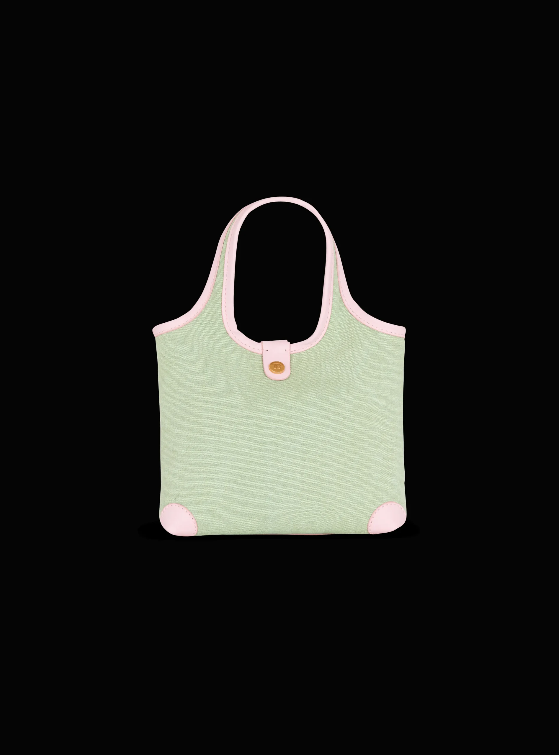 Women Balmain Mini Canvas And Leather B-Army Grocery Bag