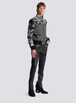 Balmain Mini Monogram And Paisley Bomber Jacket