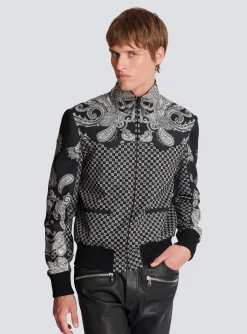 Balmain Mini Monogram And Paisley Bomber Jacket