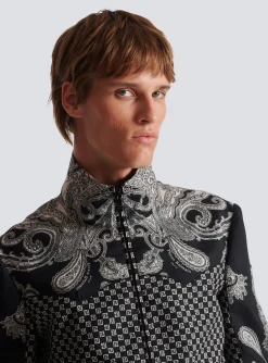 Balmain Mini Monogram And Paisley Bomber Jacket