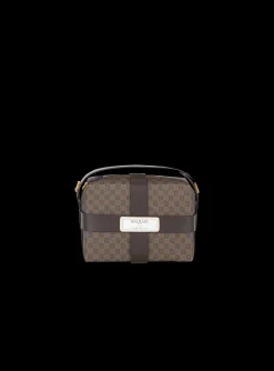 Women Balmain Mini Monogram Canvas And Leather Box Bag