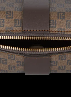 Women Balmain Mini Monogram Canvas And Leather Box Bag