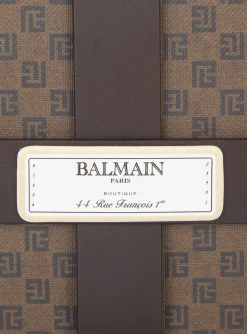Women Balmain Mini Monogram Canvas And Leather Box Bag
