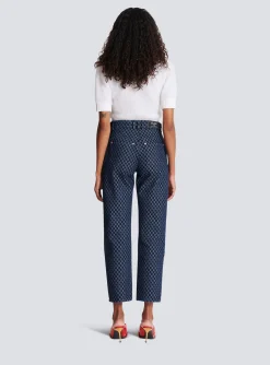 Women Balmain Mini Monogram Denim Jeans