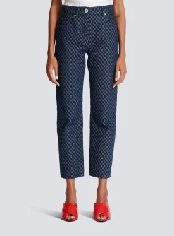 Women Balmain Mini Monogram Denim Jeans
