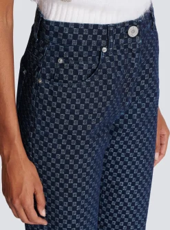 Women Balmain Mini Monogram Denim Jeans