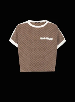 Women Balmain Mini Monogram Jacquard Jersey T-shirt