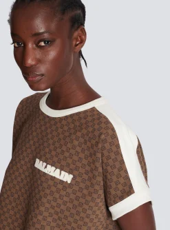 Women Balmain Mini Monogram Jacquard Jersey T-shirt