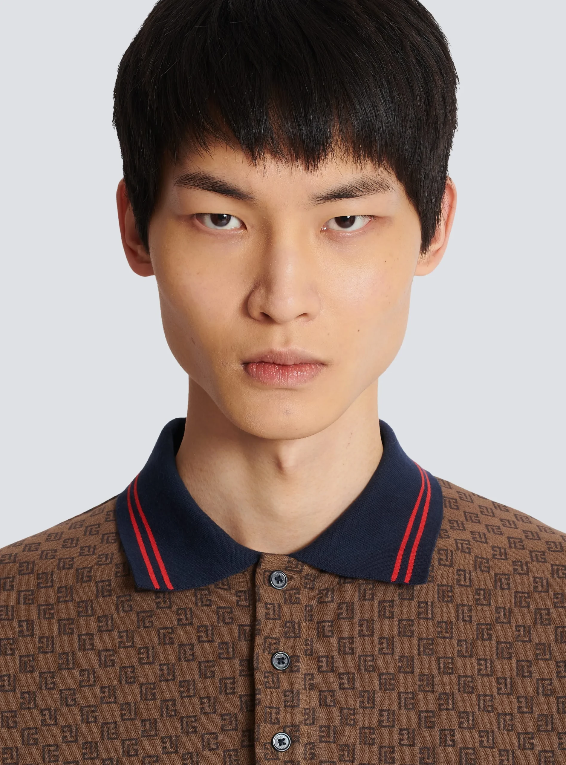 Balmain Mini Monogram Jacquard Polo