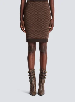 Women Balmain Mini Monogram Jacquard Skirt