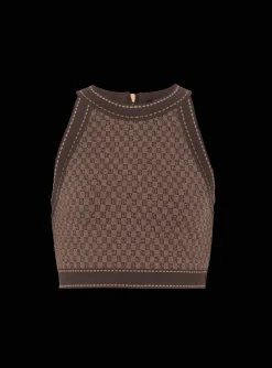 Women Balmain Mini Monogram Jacquard Top
