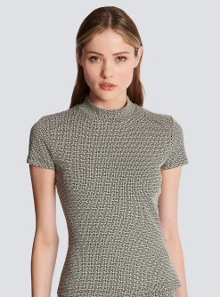 Women Balmain Mini Monogram Jacquard Top