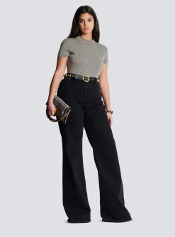 Women Balmain Mini Monogram Jacquard Top