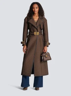 Women Balmain Mini Monogram Jacquard Trench Coat