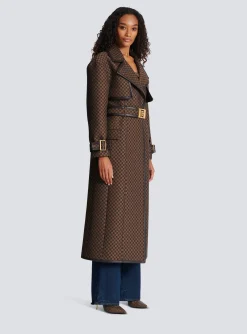 Women Balmain Mini Monogram Jacquard Trench Coat