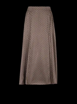 Women Balmain Mini Monogram Pleated Midi Skirt