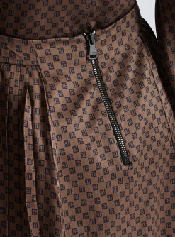 Women Balmain Mini Monogram Pleated Midi Skirt