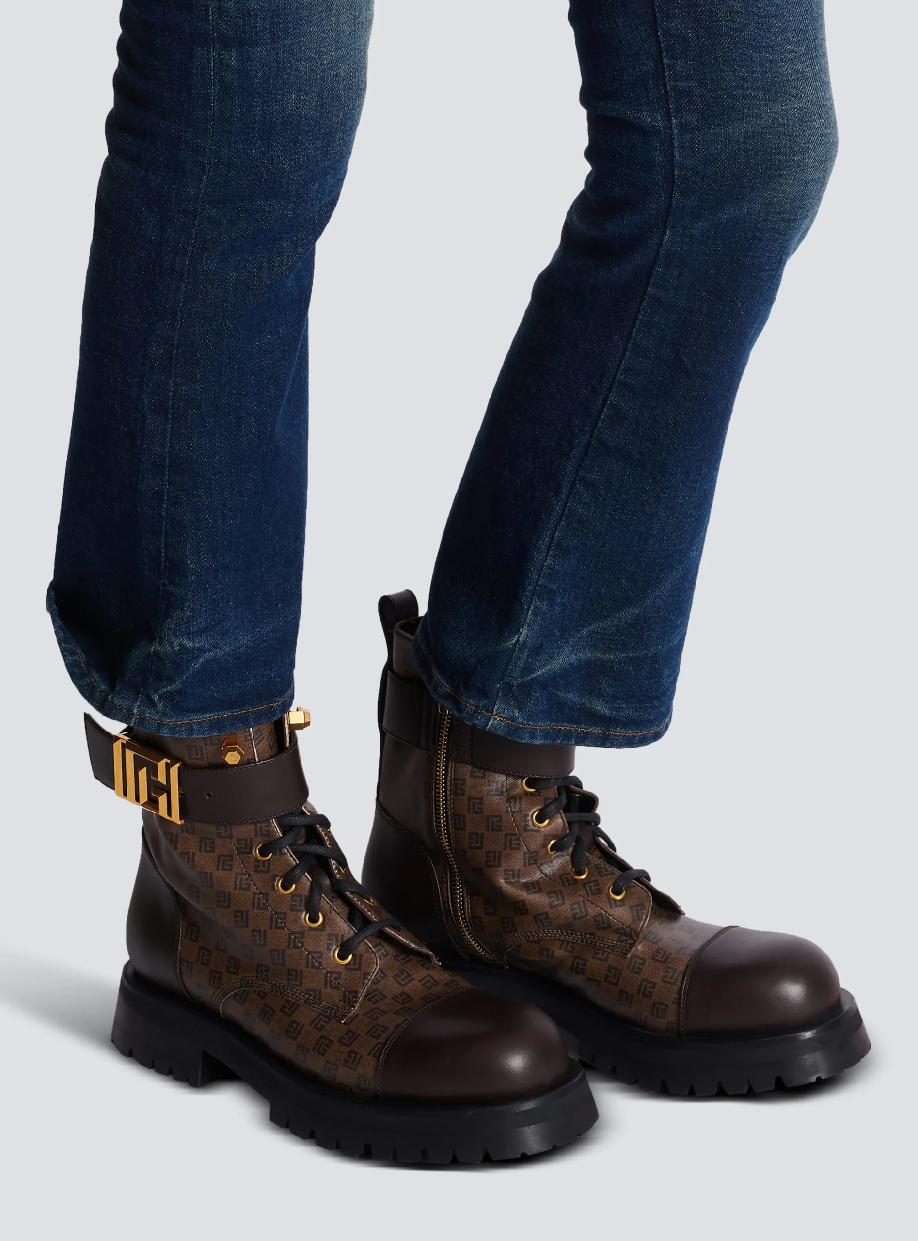 Women Balmain Mini Monogram Romy Army Boots