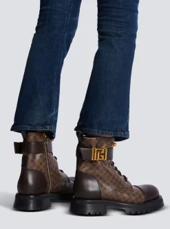 Women Balmain Mini Monogram Romy Army Boots