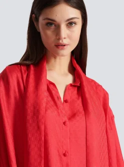 Women Balmain Mini Monogram Silk Shirt