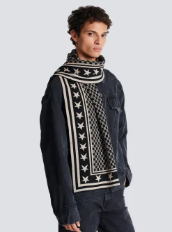 Balmain Mini Monogram Stars Reversible Scarf